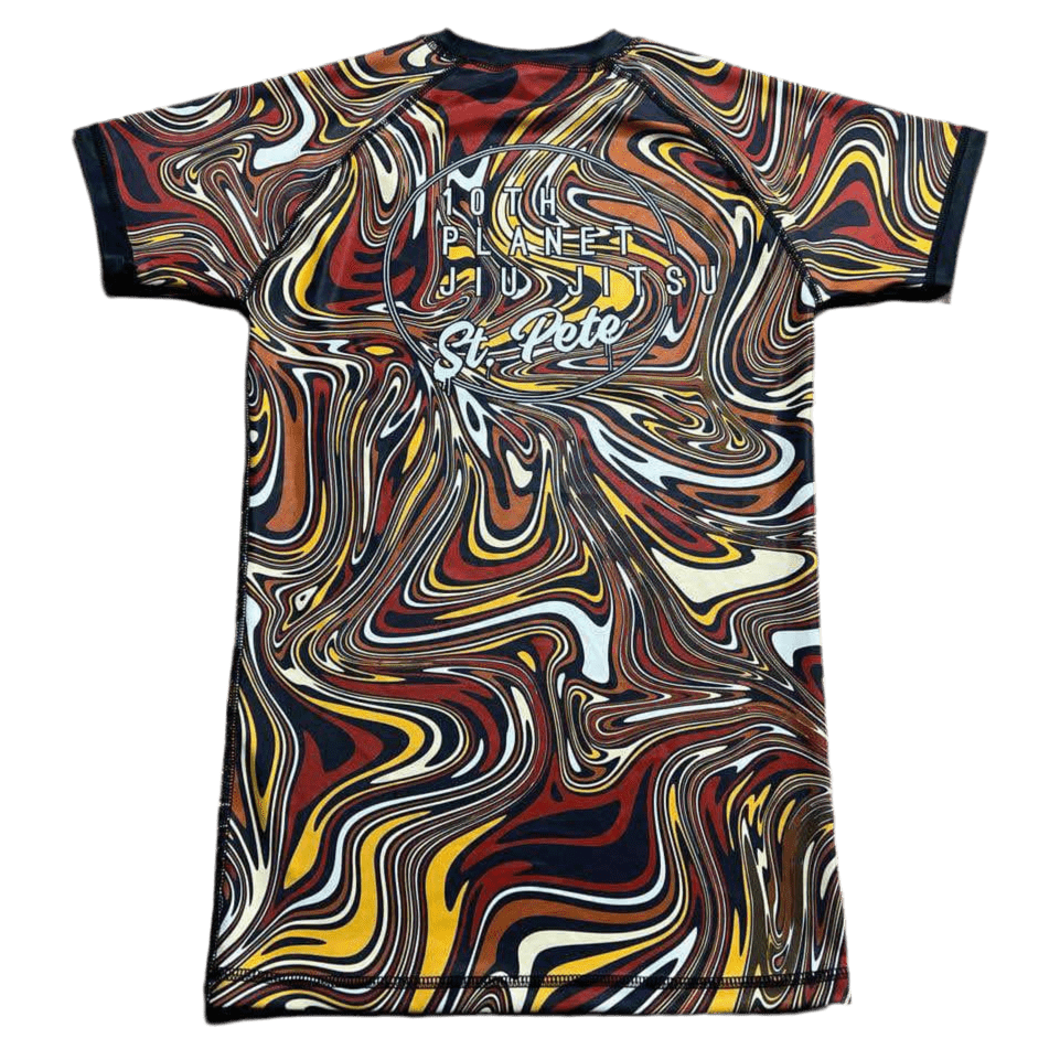 10th Planet St.Pete 1264 Rashguard Liquid Melted Gold Brown