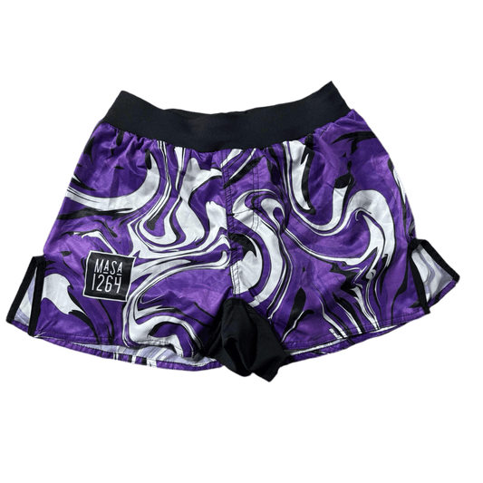 1264 Competitor Cut Unisex Shorts Marble Purple Snow